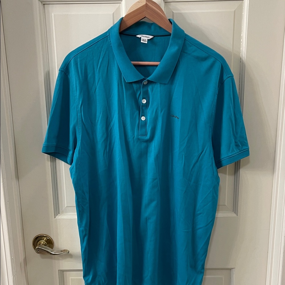 Calvin Klein Teal Blue Short Sleeve Polo